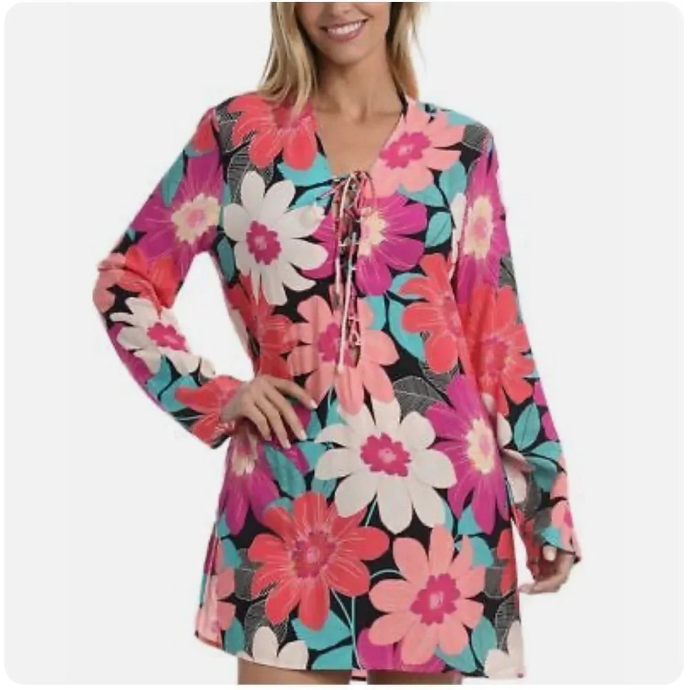 La Blanca In Full Bloom Cover Up Tunic - Picture 5 of 5